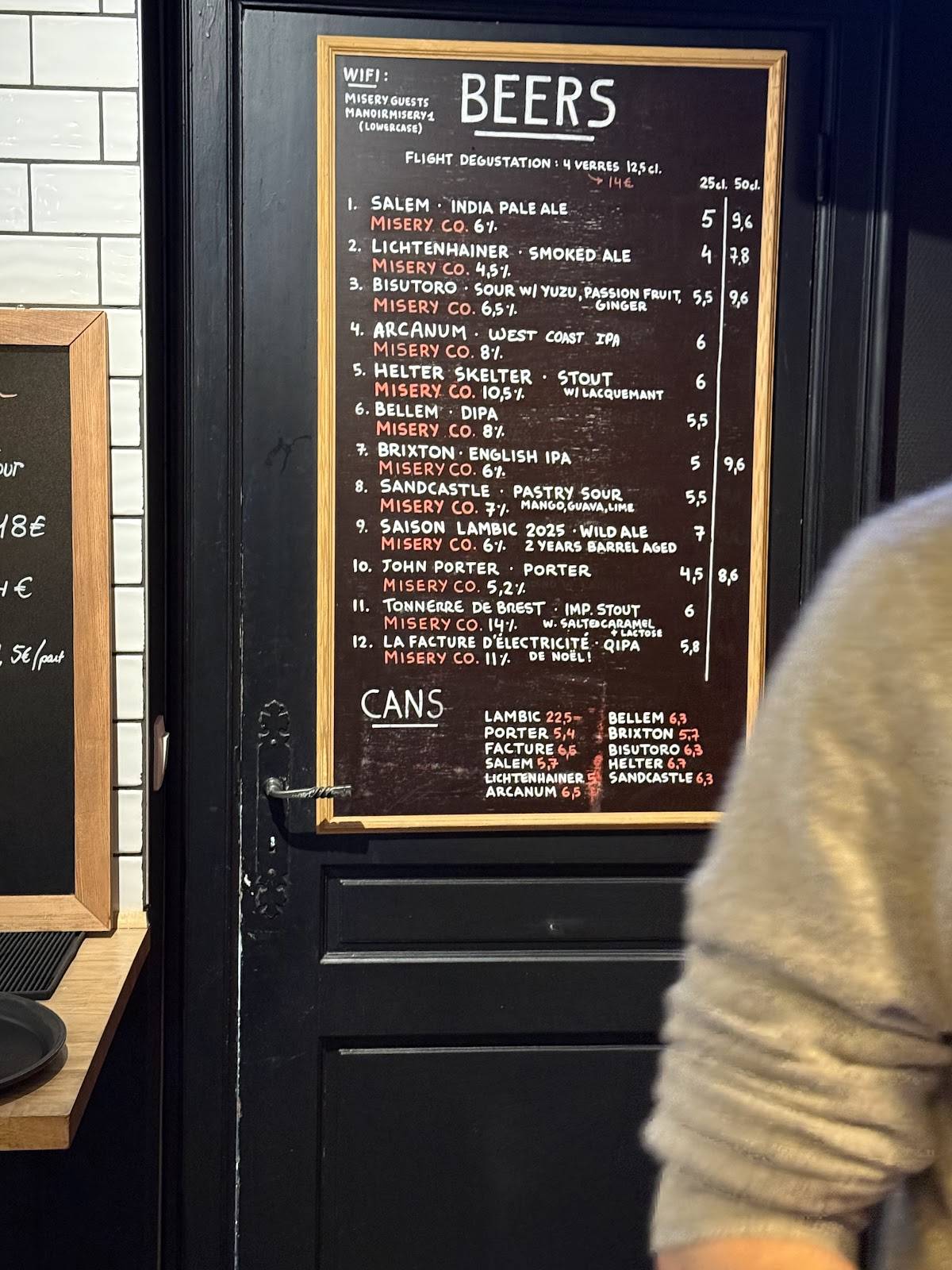 Misery Beer Co. меню