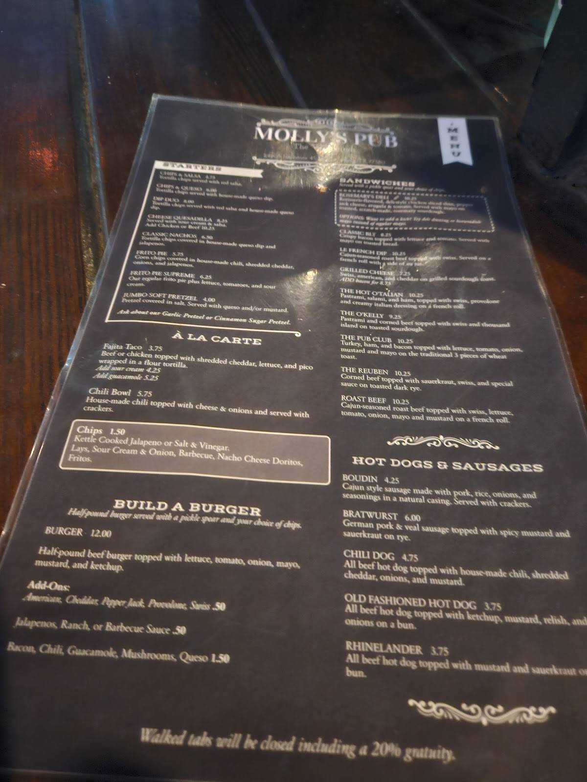 Molly's Pub меню