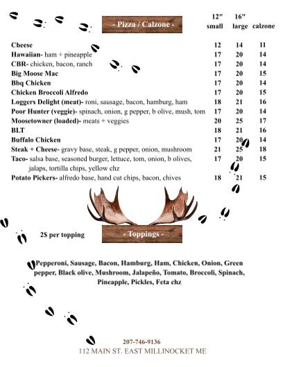 Mooseshack меню
