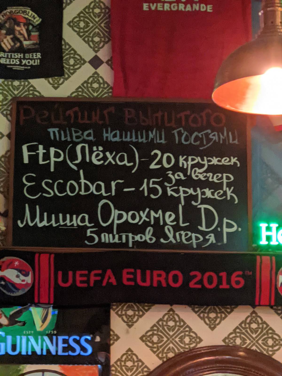 Dark Patrick's Pub меню