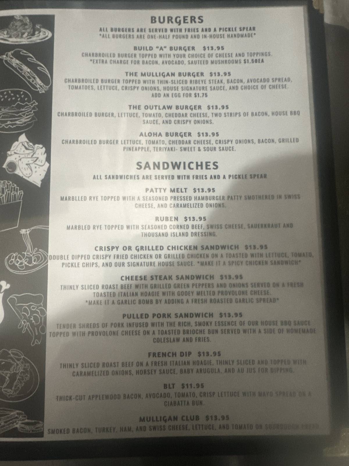 Mulligan’s Tap House меню