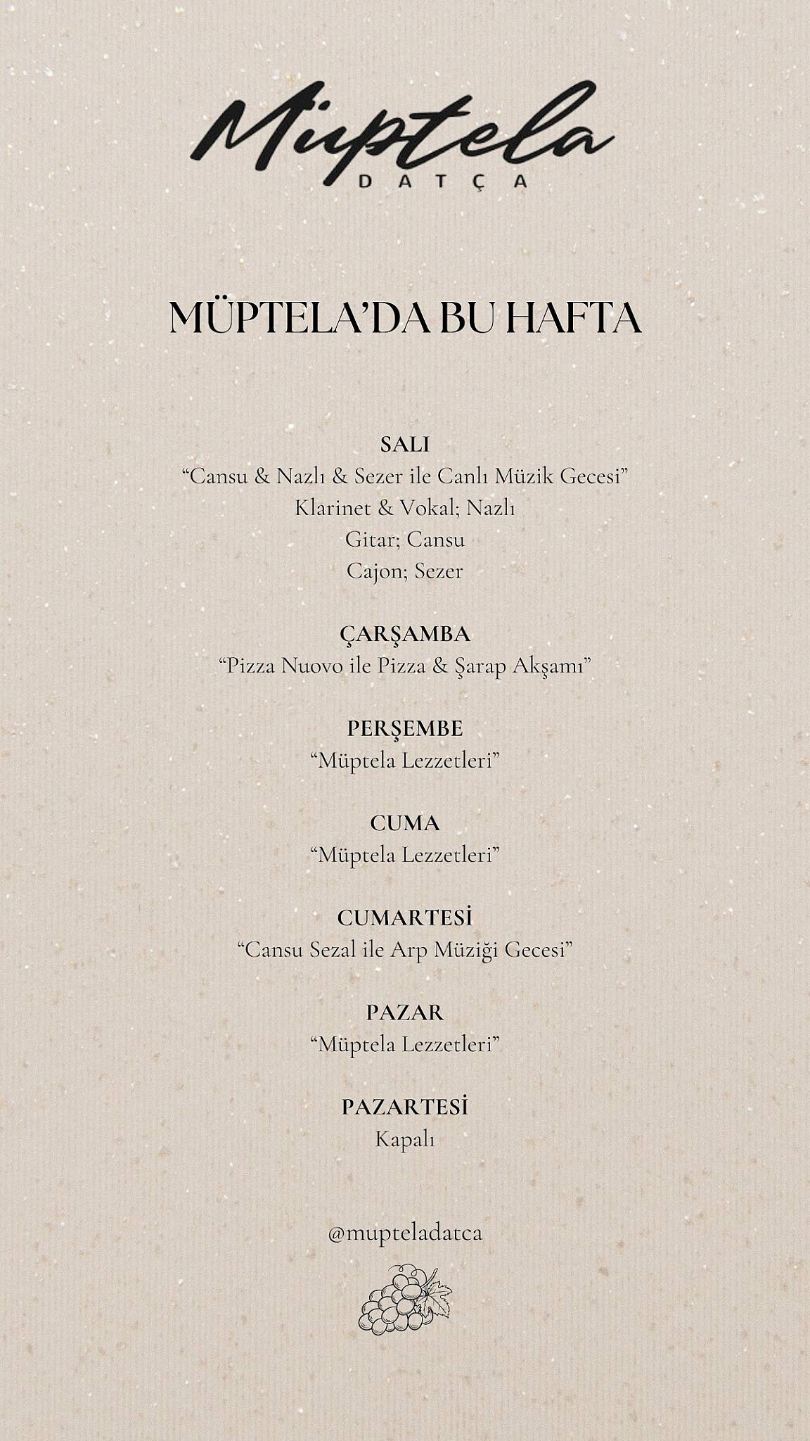 Müptela Datça меню