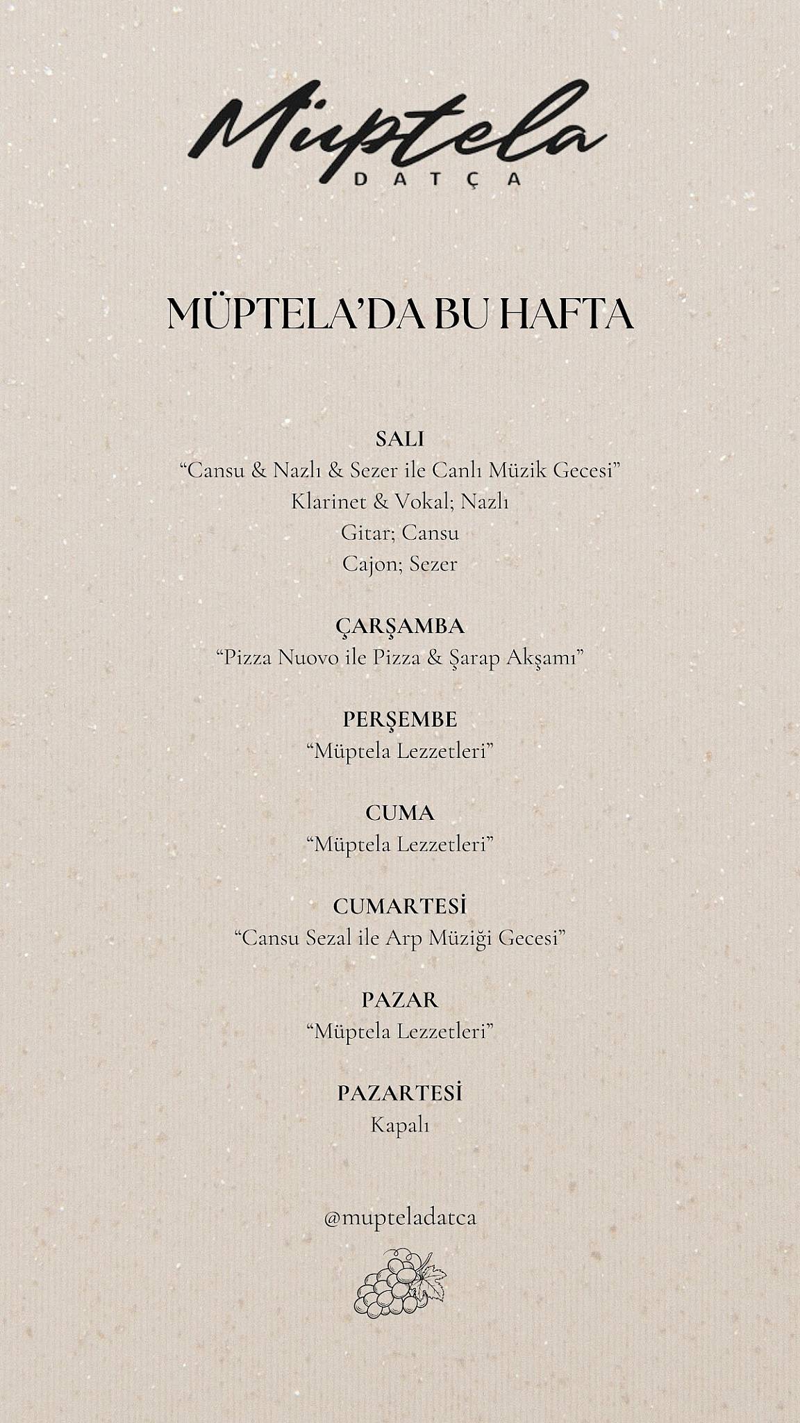 Müptela Datça меню