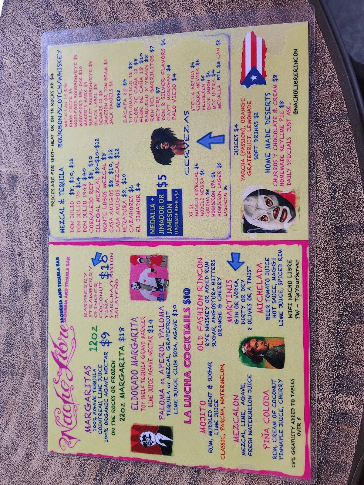 Nacho Libre Rincón меню