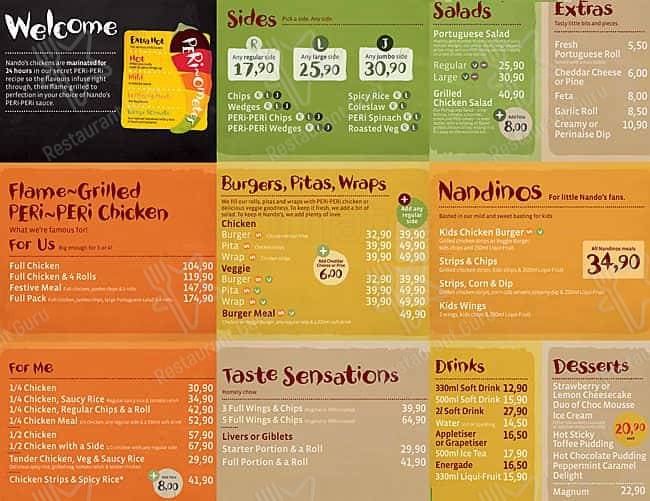 Nando's меню