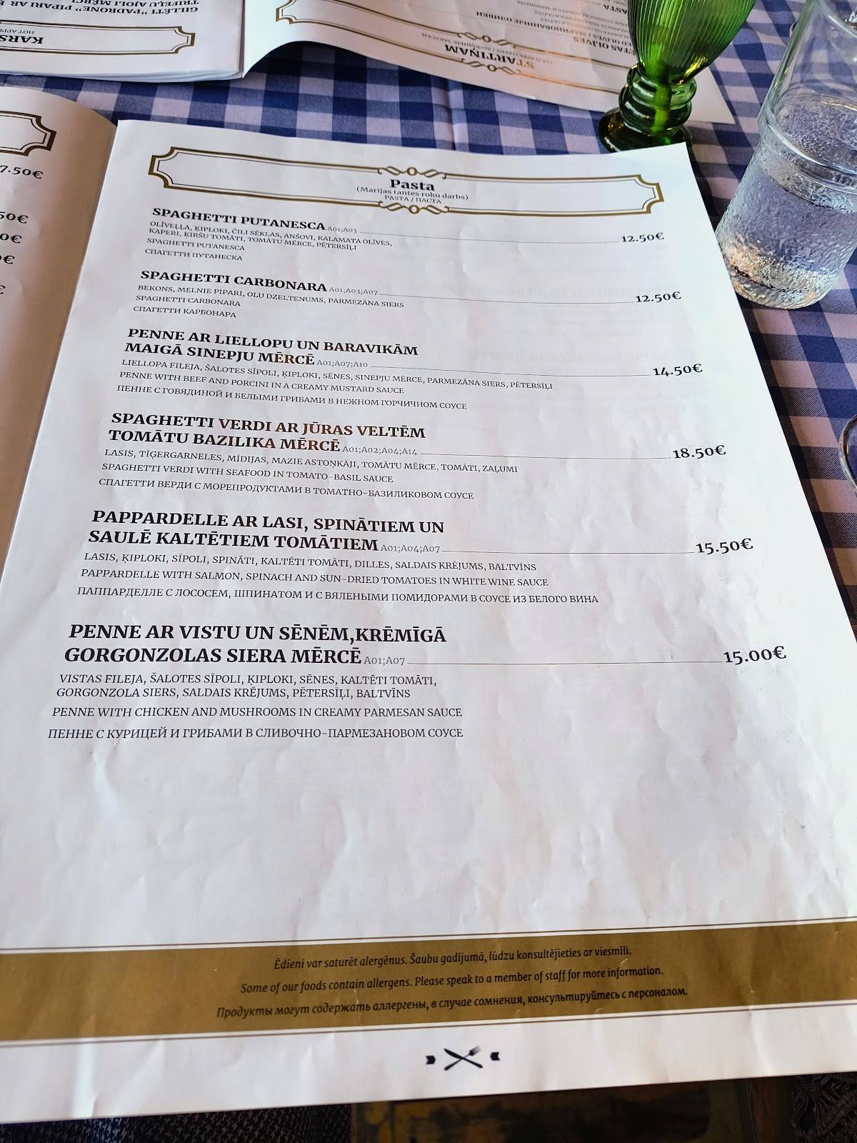 Naples меню