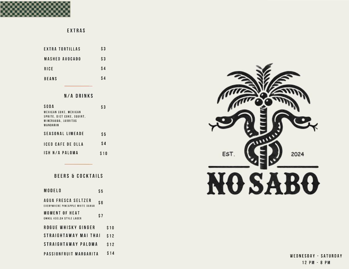 No Sabo меню