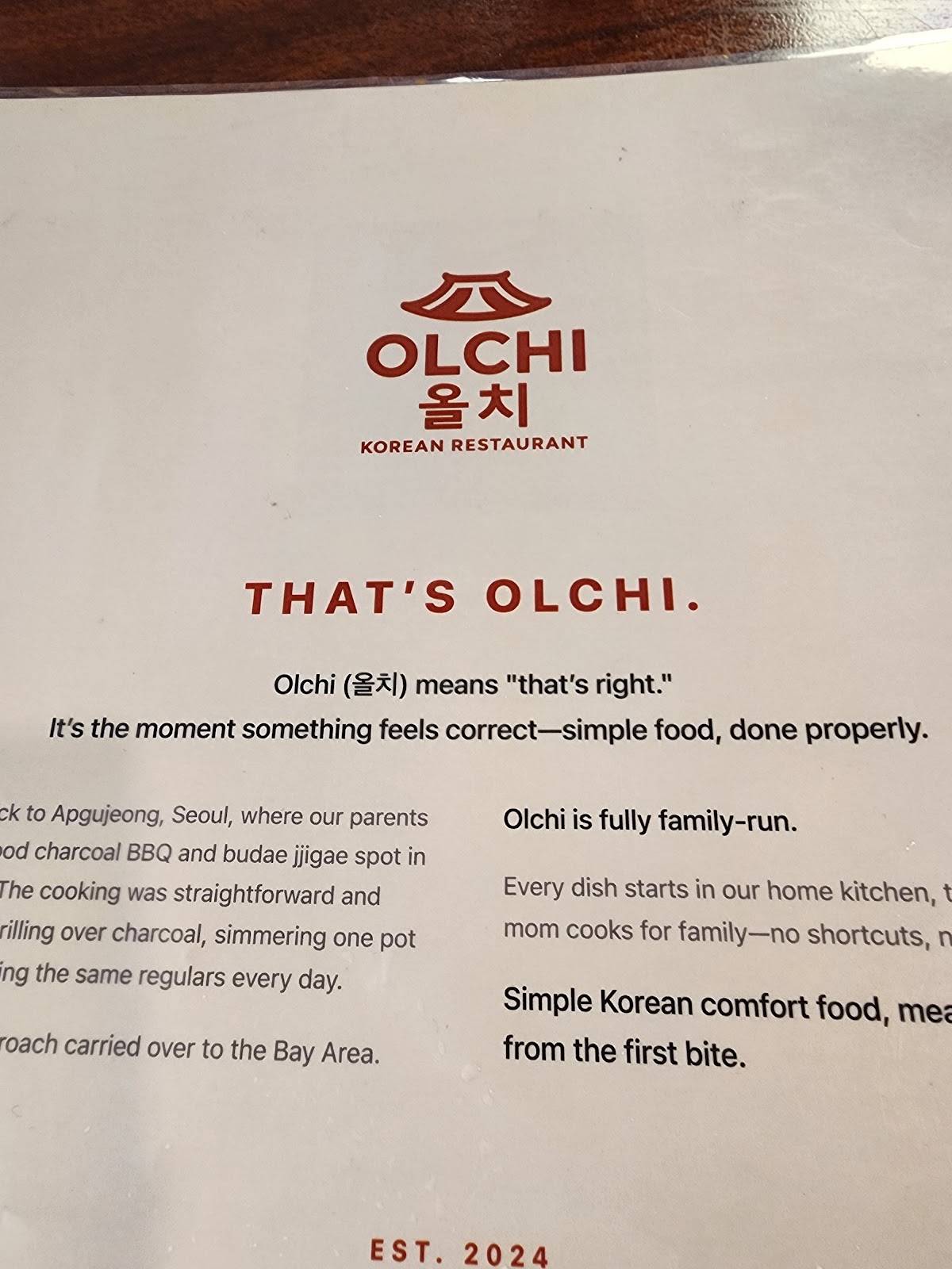 Olchi Korean Cuisine меню