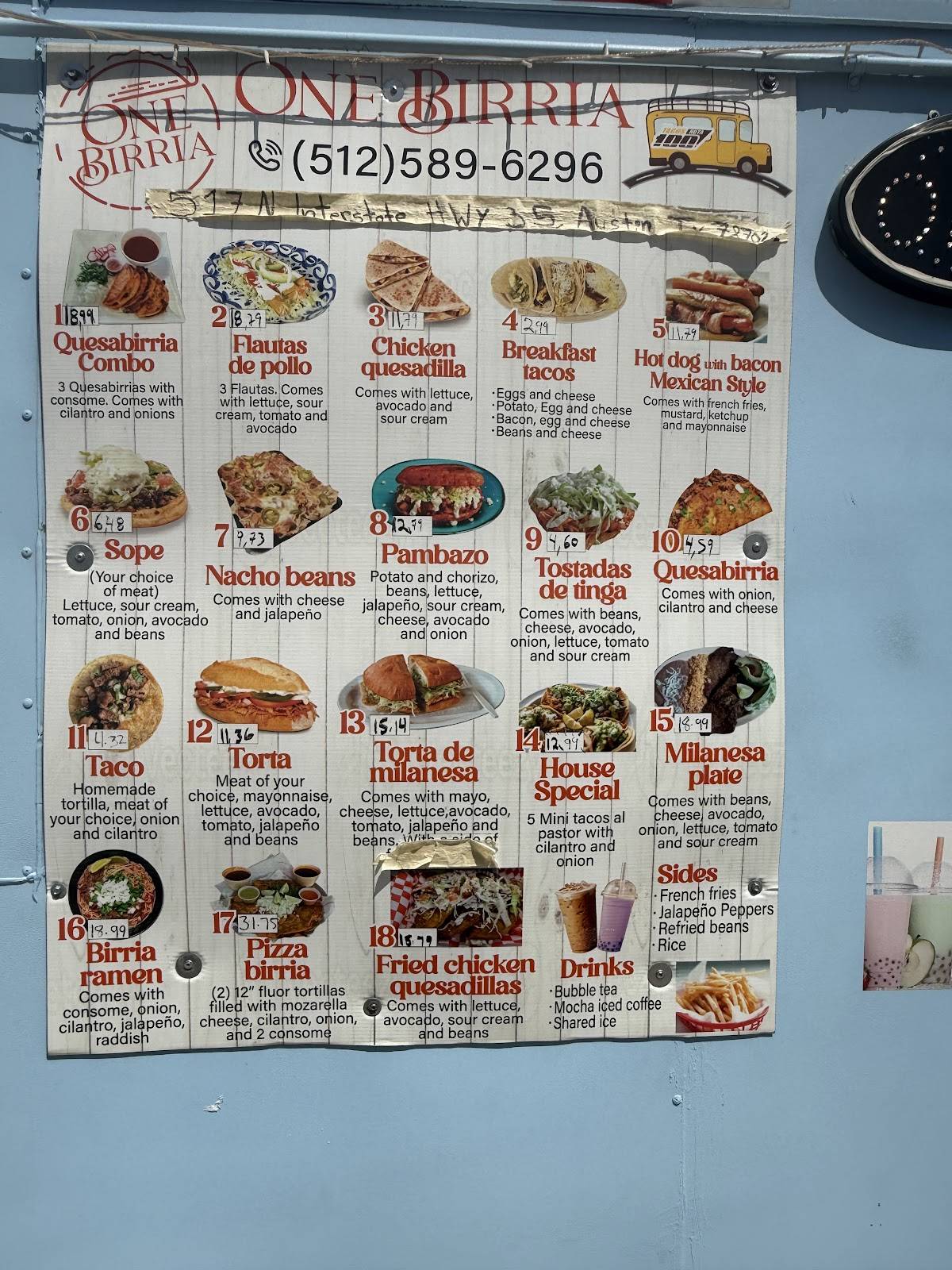 One birria меню