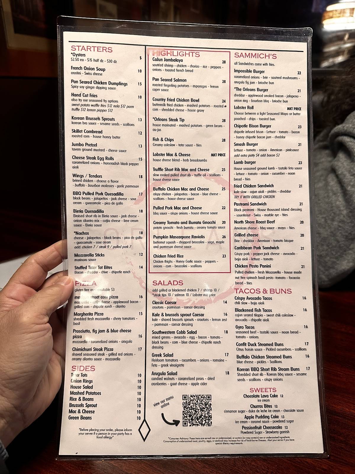 Orleans Restaurant меню