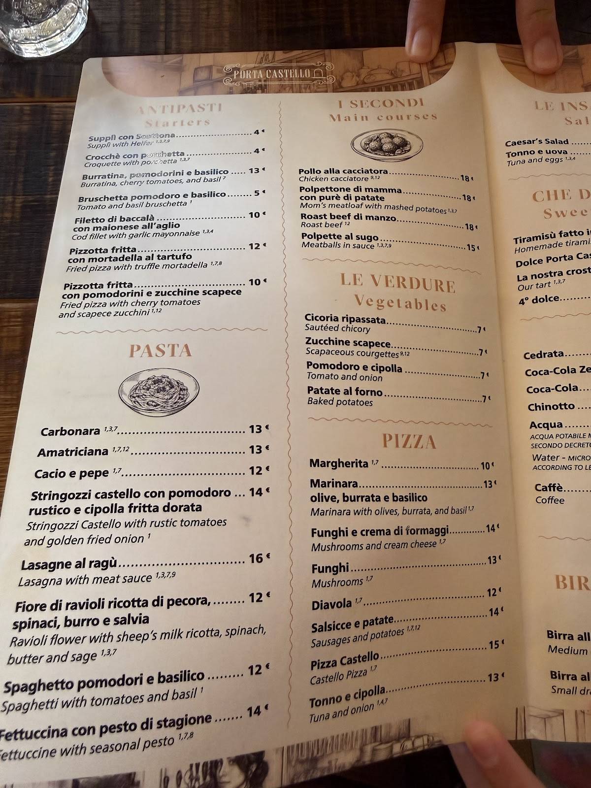 Osteria Porta Castello меню