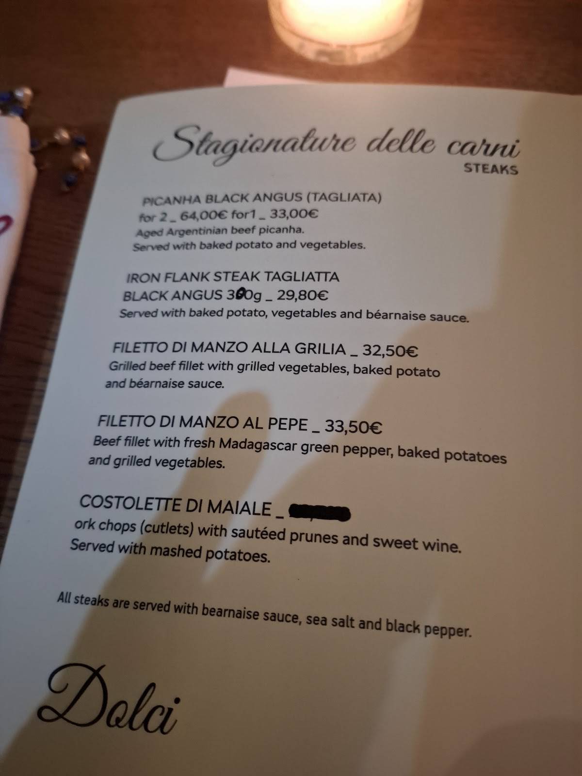 PAGLIACCIO меню