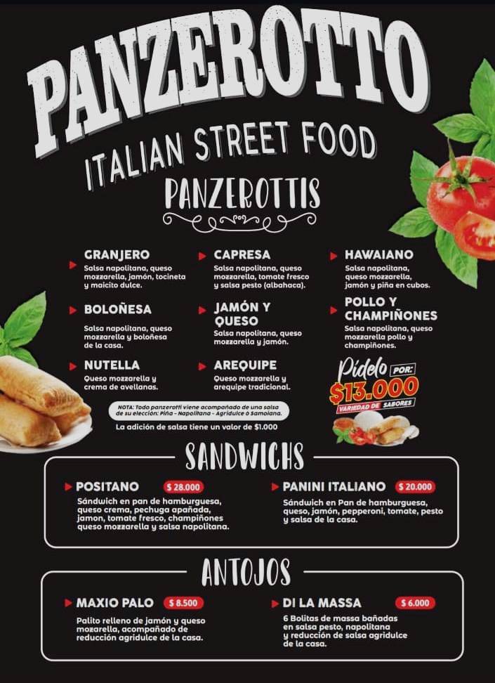 PANZEROTTO меню