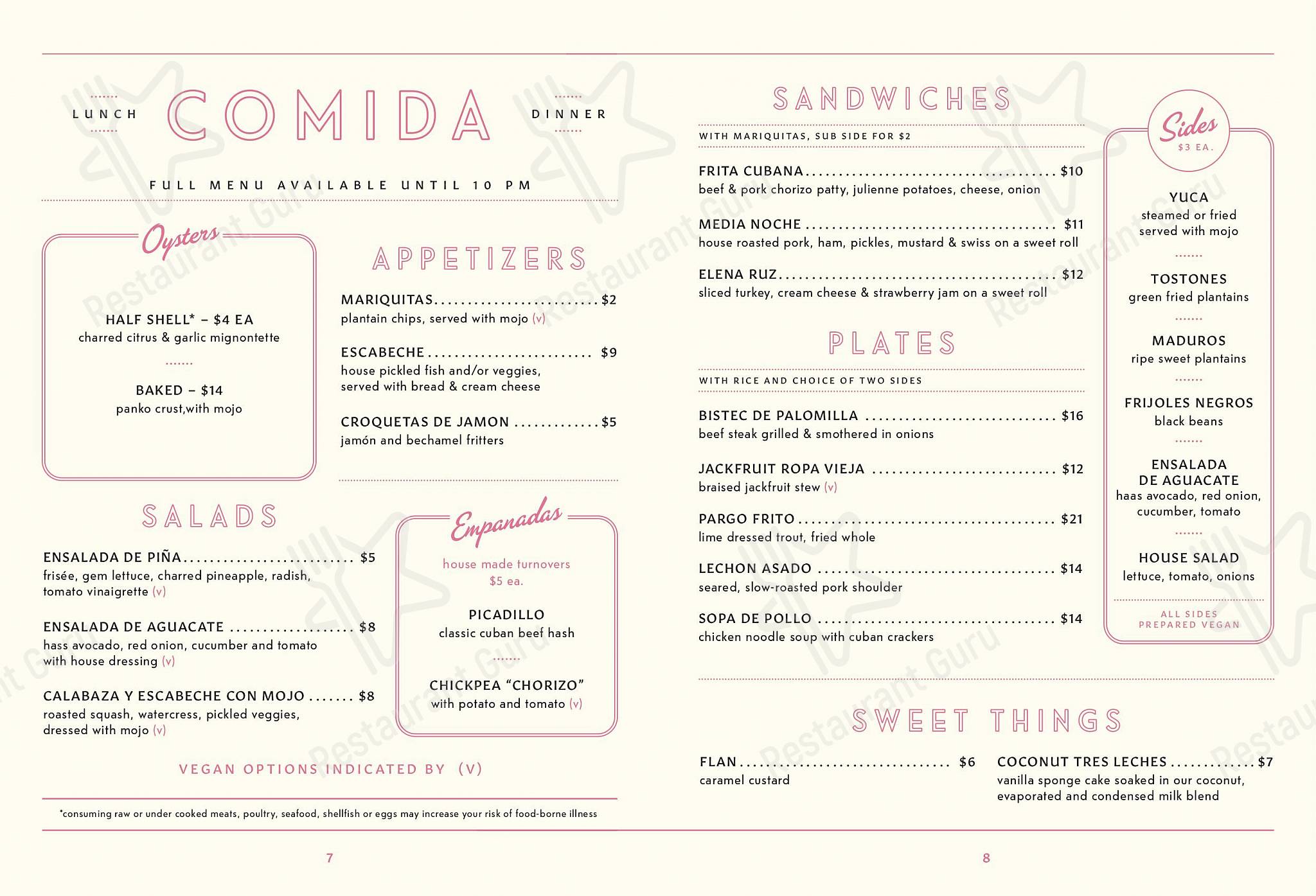 Takeaway Menu ресторана Palomar в Портленде