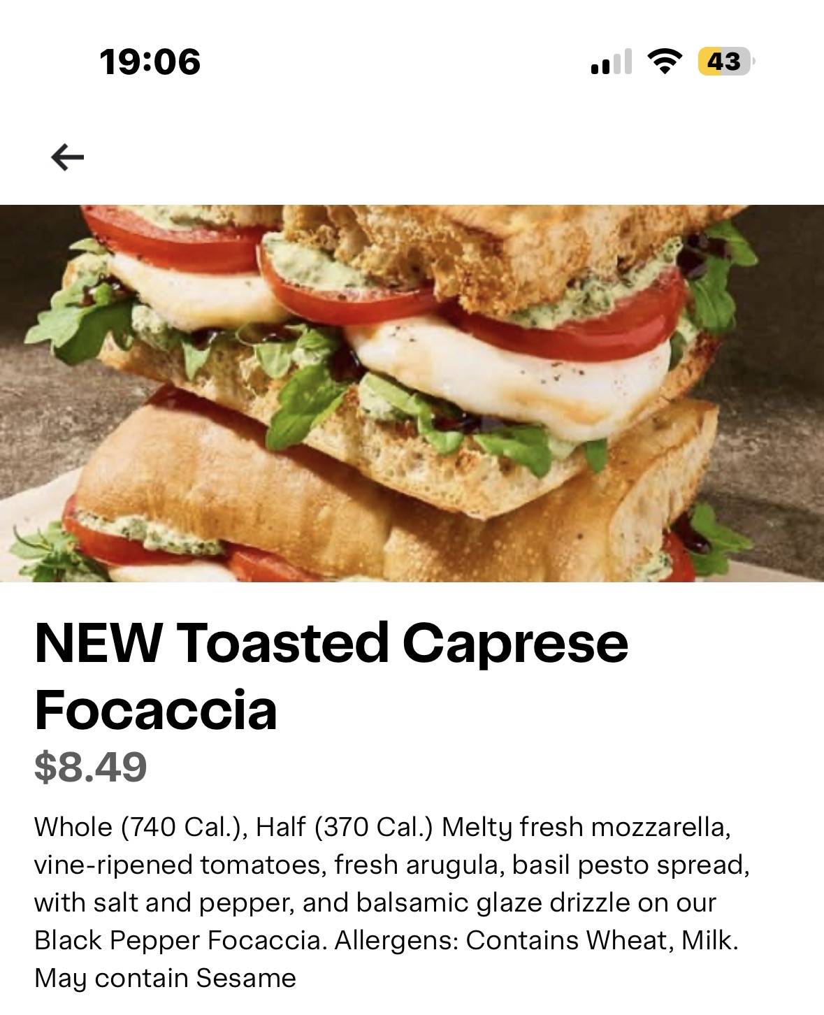 Panera Bread меню