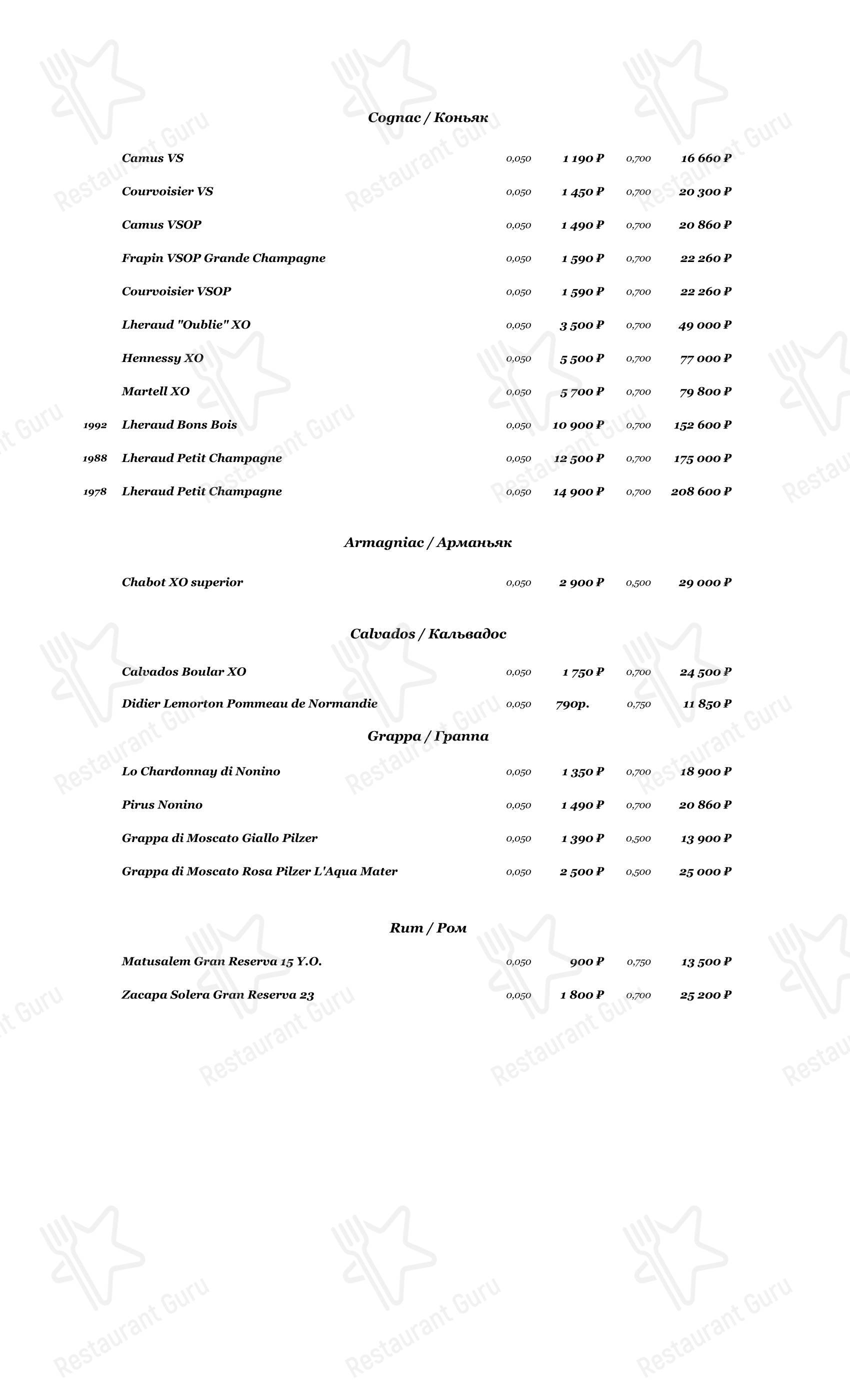 Меню ресторана Паризьен - Boronia Catering Menu Pack
