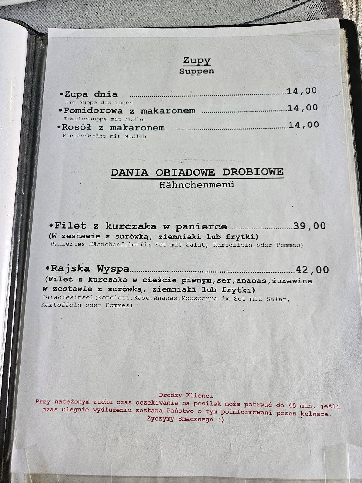 Pasja Łeba меню