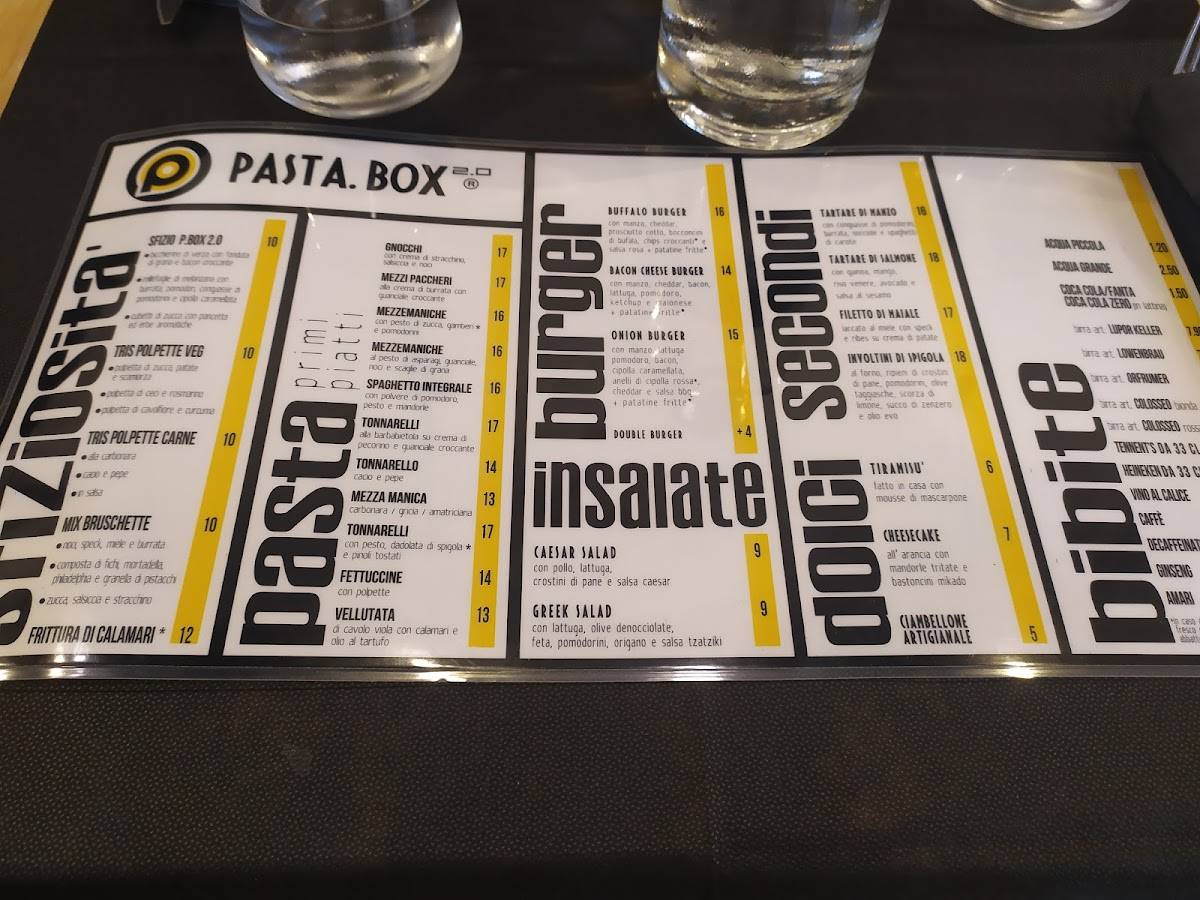 Pasta Box 2.0 меню