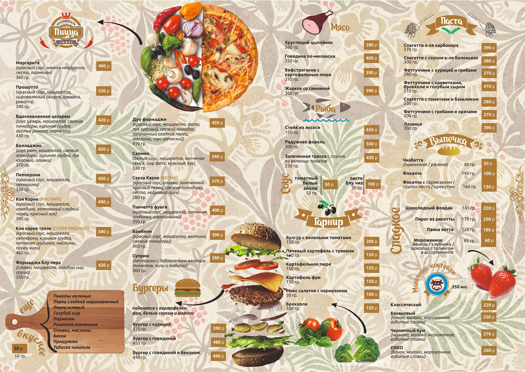 Patio семейный ресторан меню