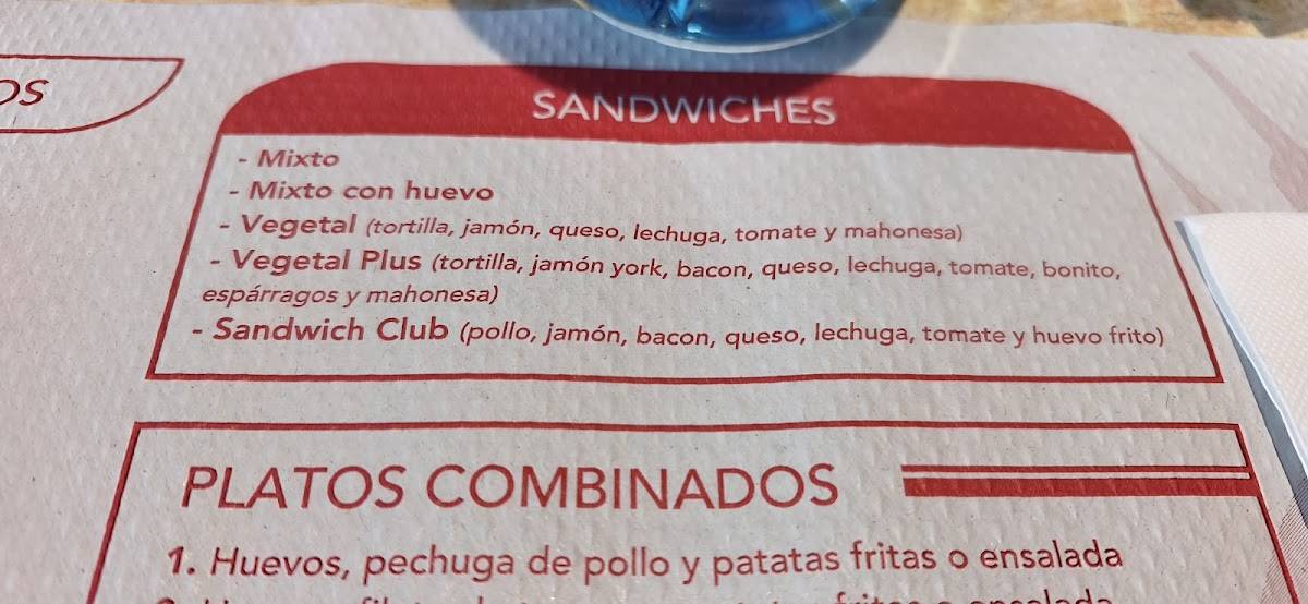Cafetería Pindal 2 меню