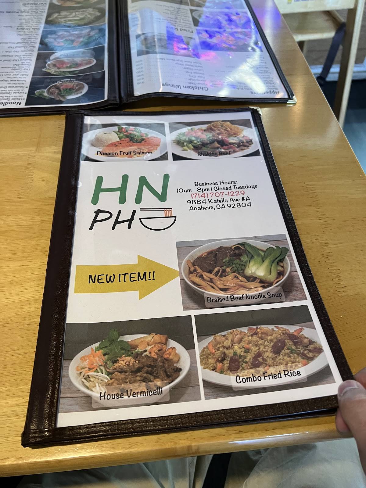 Pho HN меню