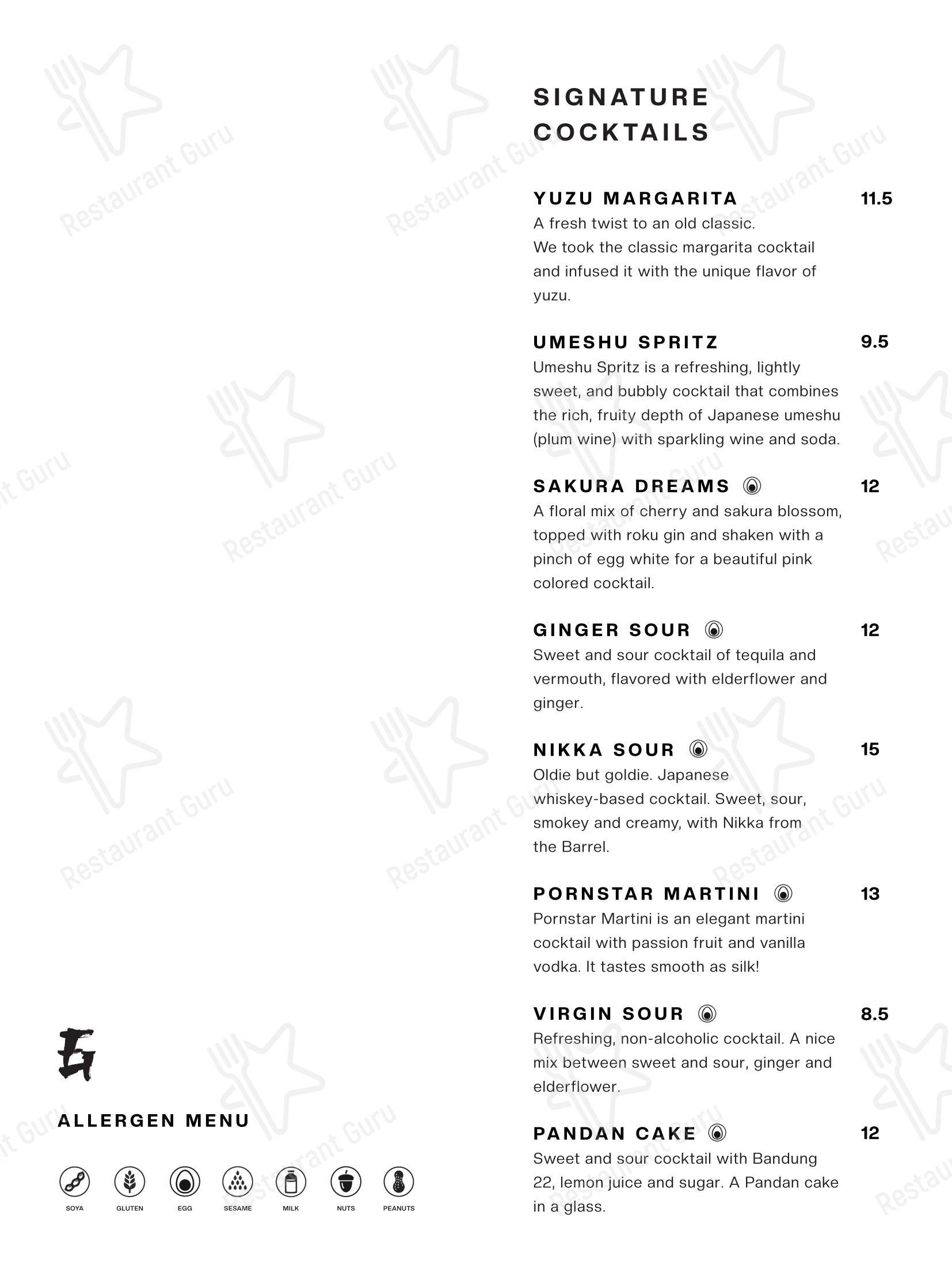 Меню ресторана Pintx Izakaya Bar - Меню напитков