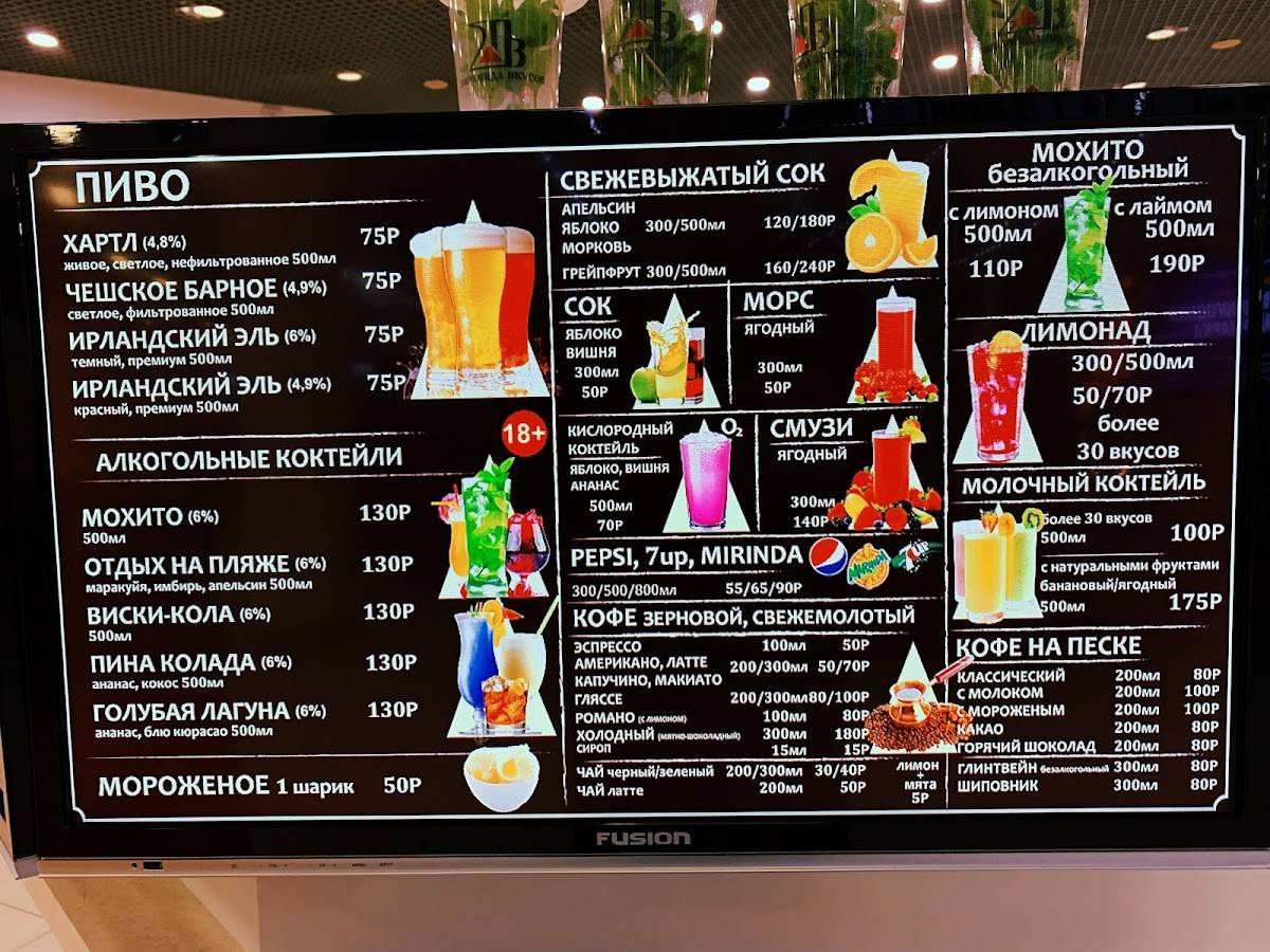 Пирамида вкусов меню