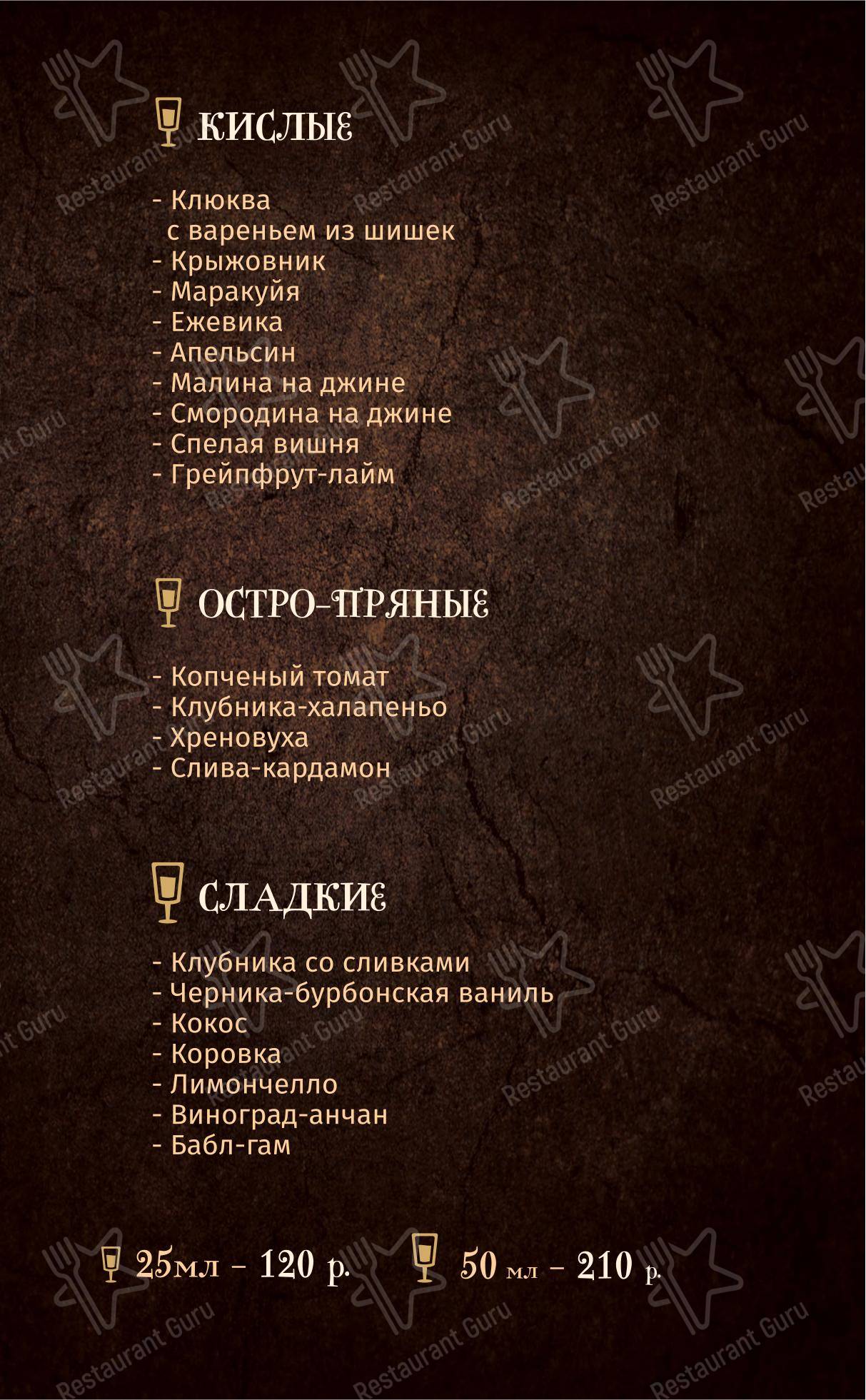 Ночное меню ресторана Пиворама