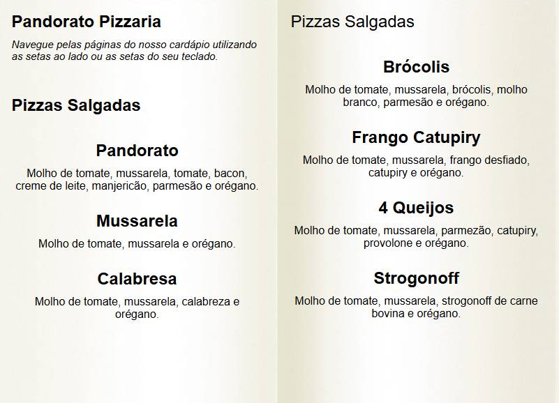 Pizzaria Pandorato Riders Bar меню