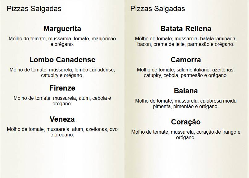 Pizzaria Pandorato Riders Bar меню