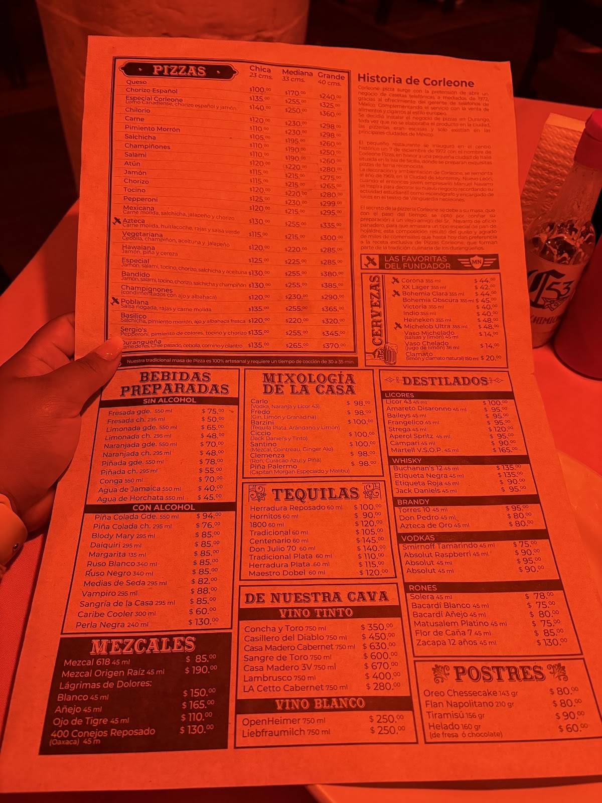 Corleone Pizza меню