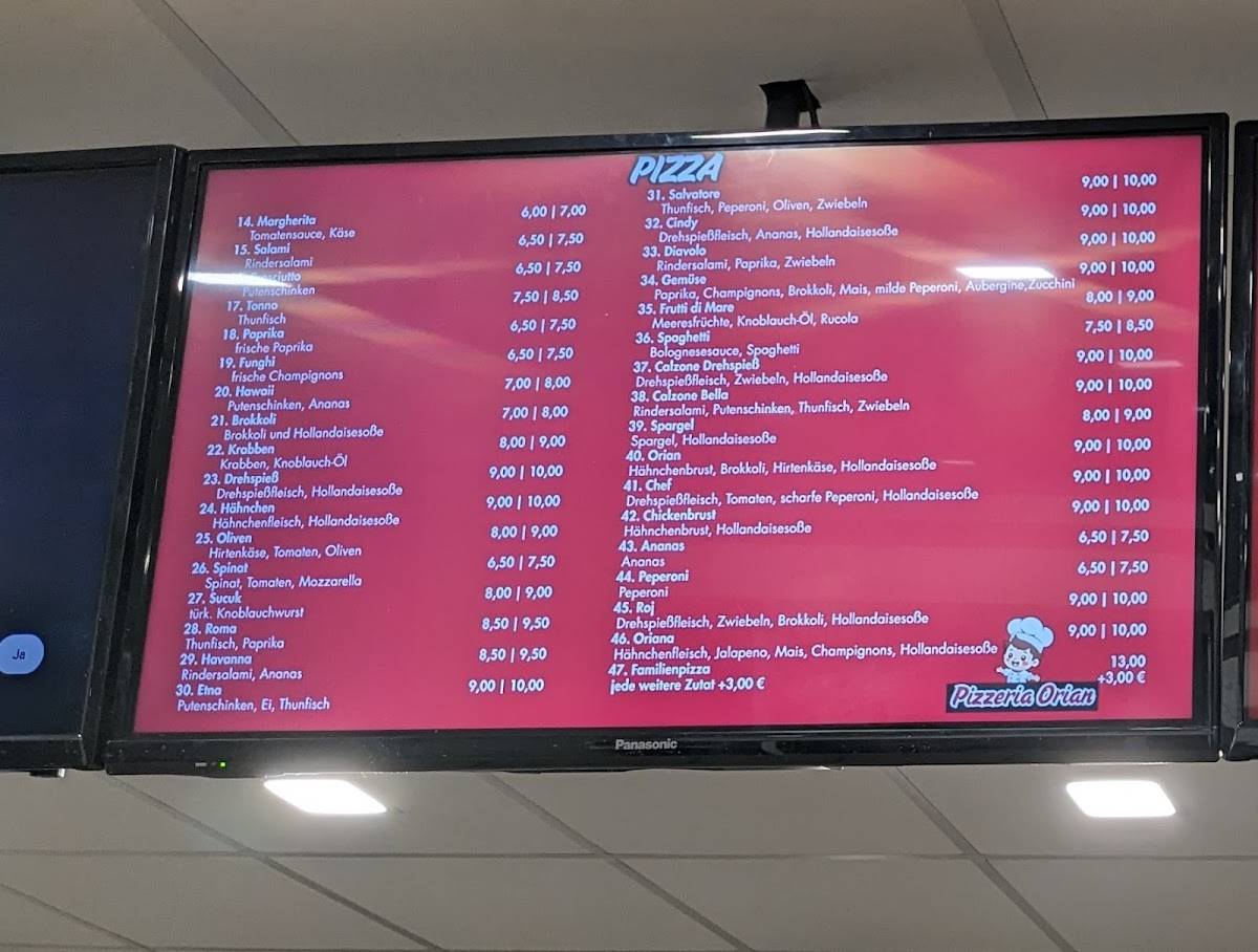 Pizzeria Orian меню