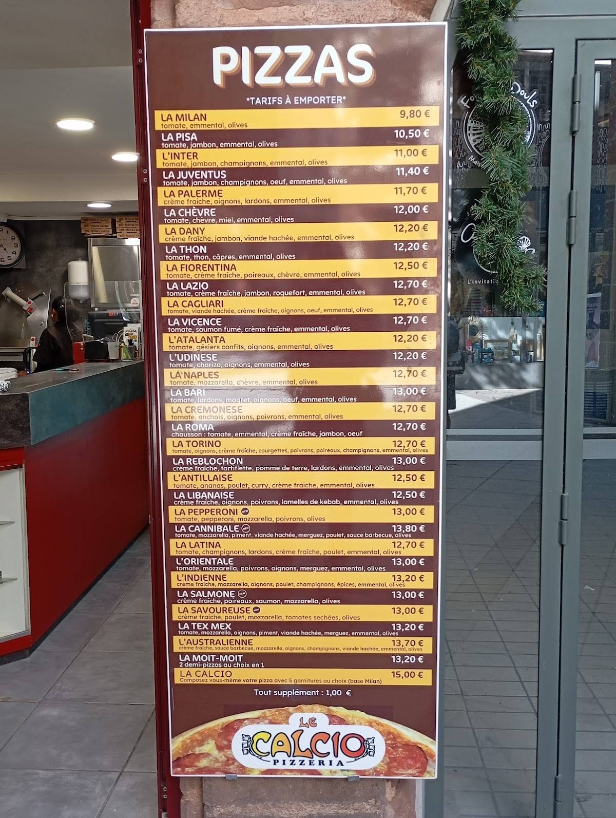 Pizzeria le calcio меню