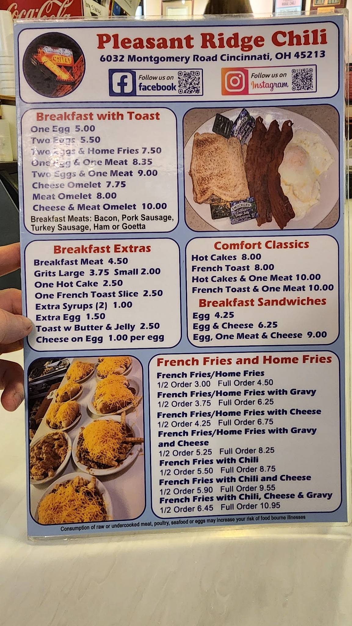 Pleasant Ridge Chili Restaurant меню