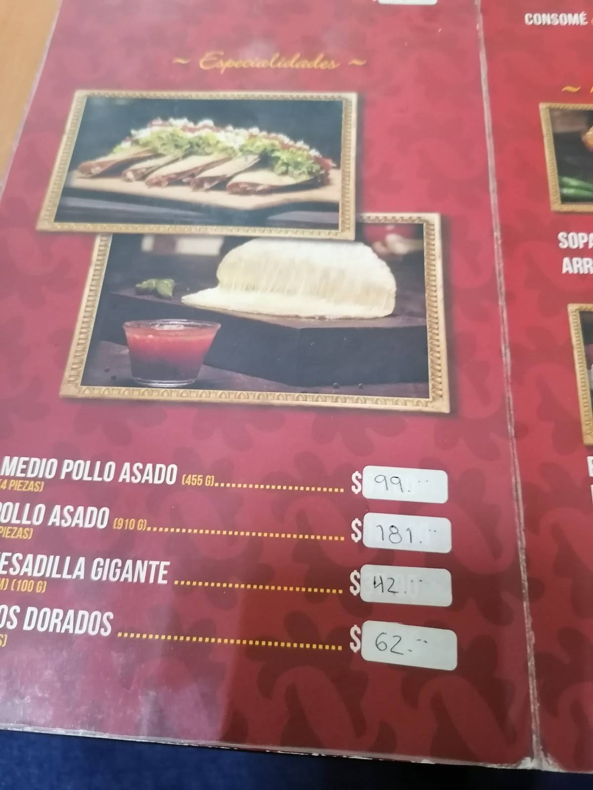 Pollo Féliz меню