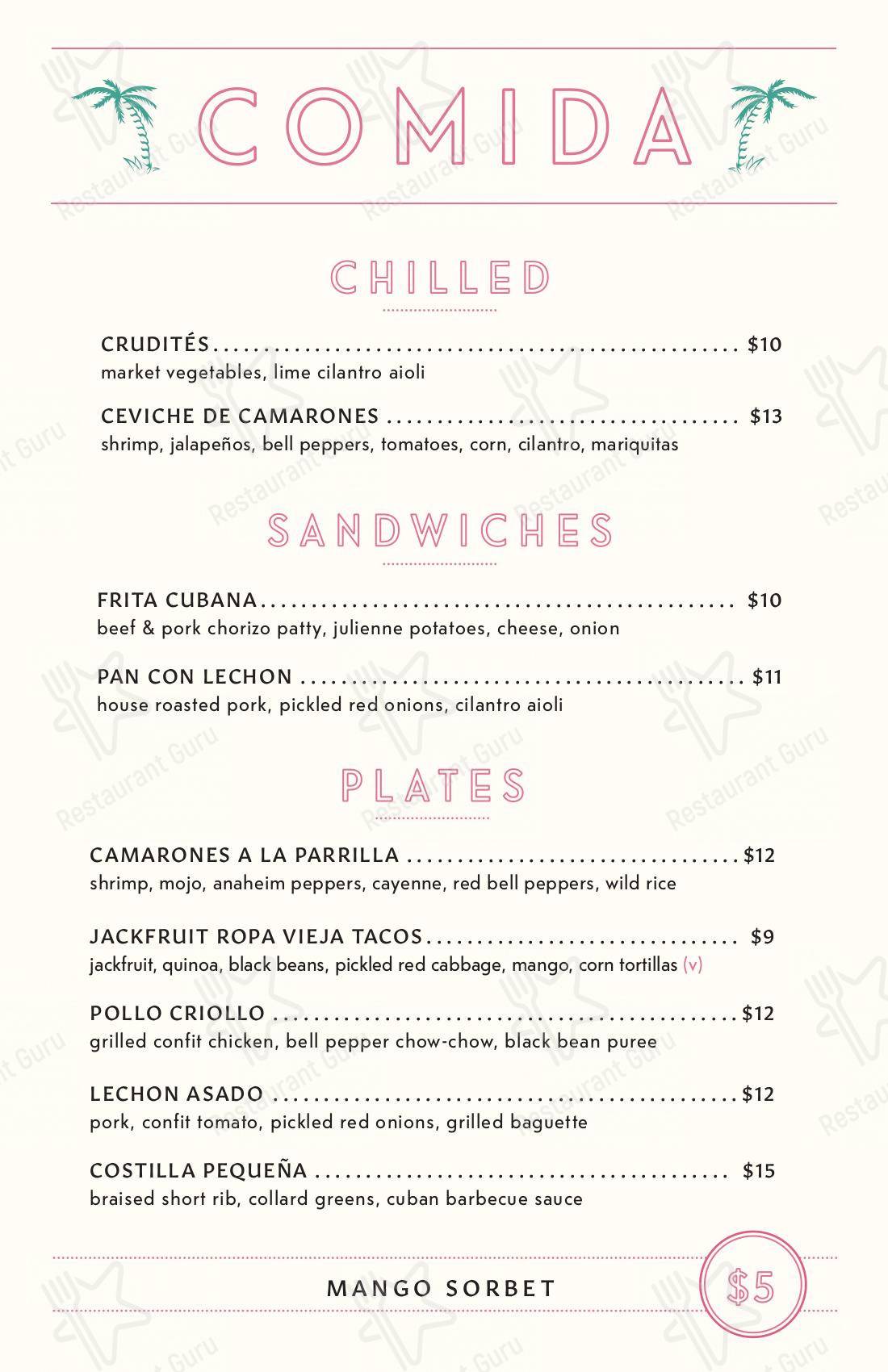 Palomar в Портленде - Takeaway Menu