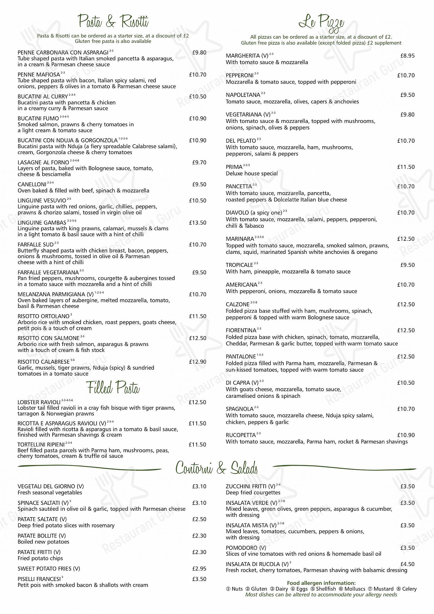 Prima Pizzeria в Рипоне - Pizza Menu