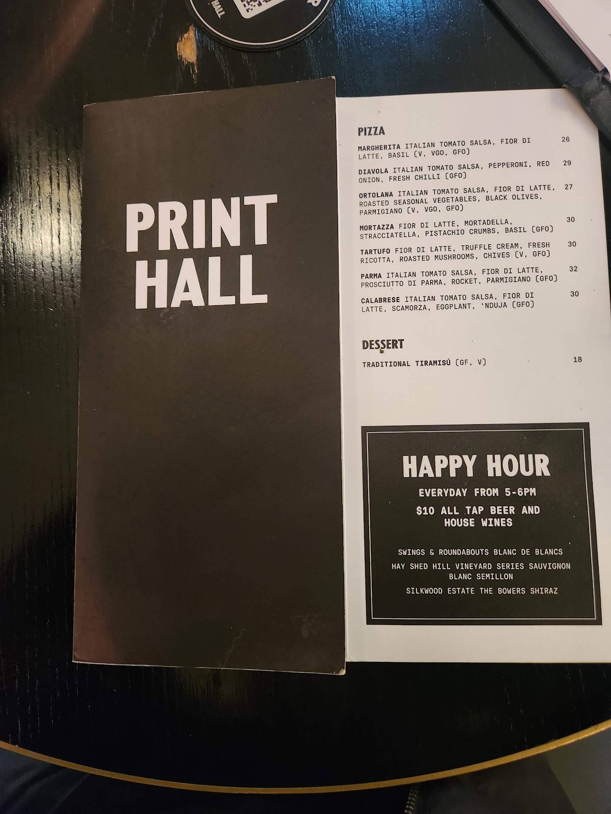 Print Hall меню