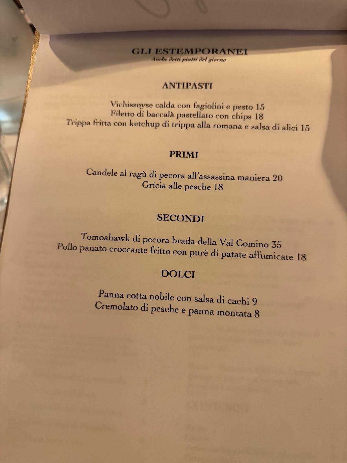 Proloco Trastevere меню