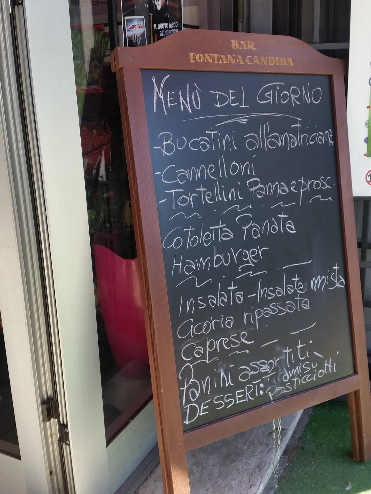 Bar Fontana Candida меню