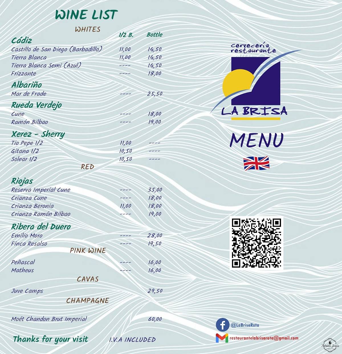 Cervecería Restaurante La Brisa меню