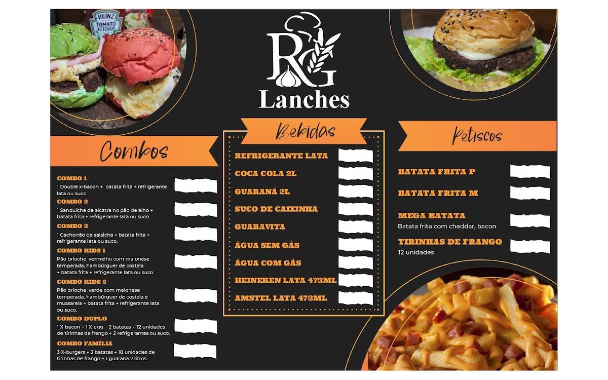 RG LANCHES E PETISCOS меню