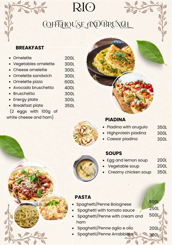 RIO Breakfast Bar меню