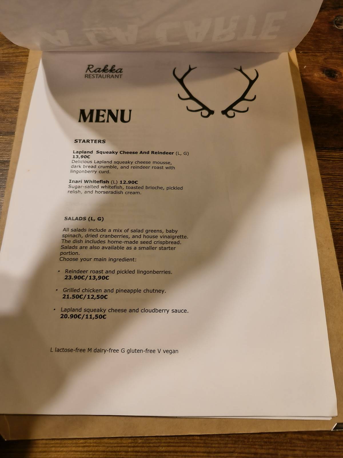 Rakka Restaurant меню