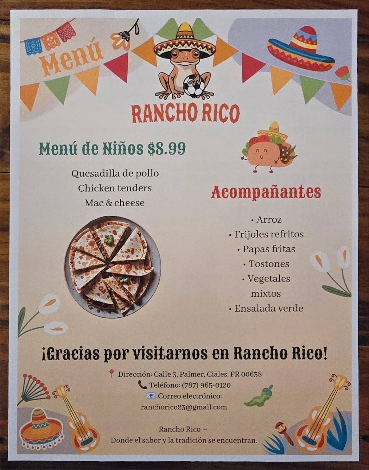 Rancho Rico меню