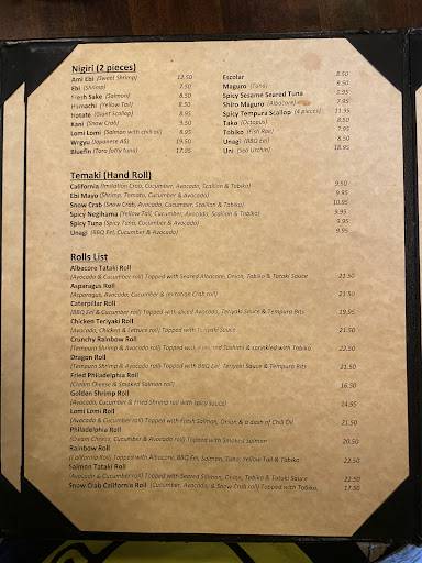 Raw Sushi Bistro меню