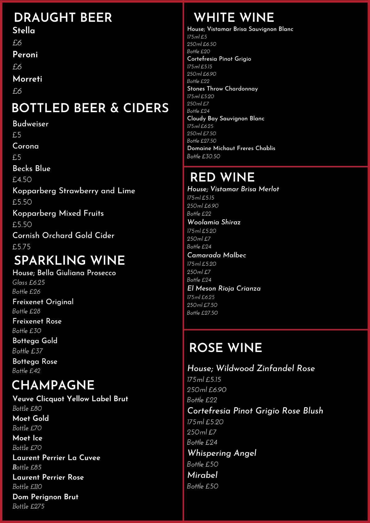 Red Bar & Café меню
