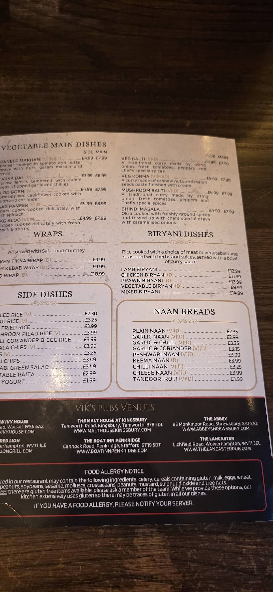 Red Lion Wednesfield меню