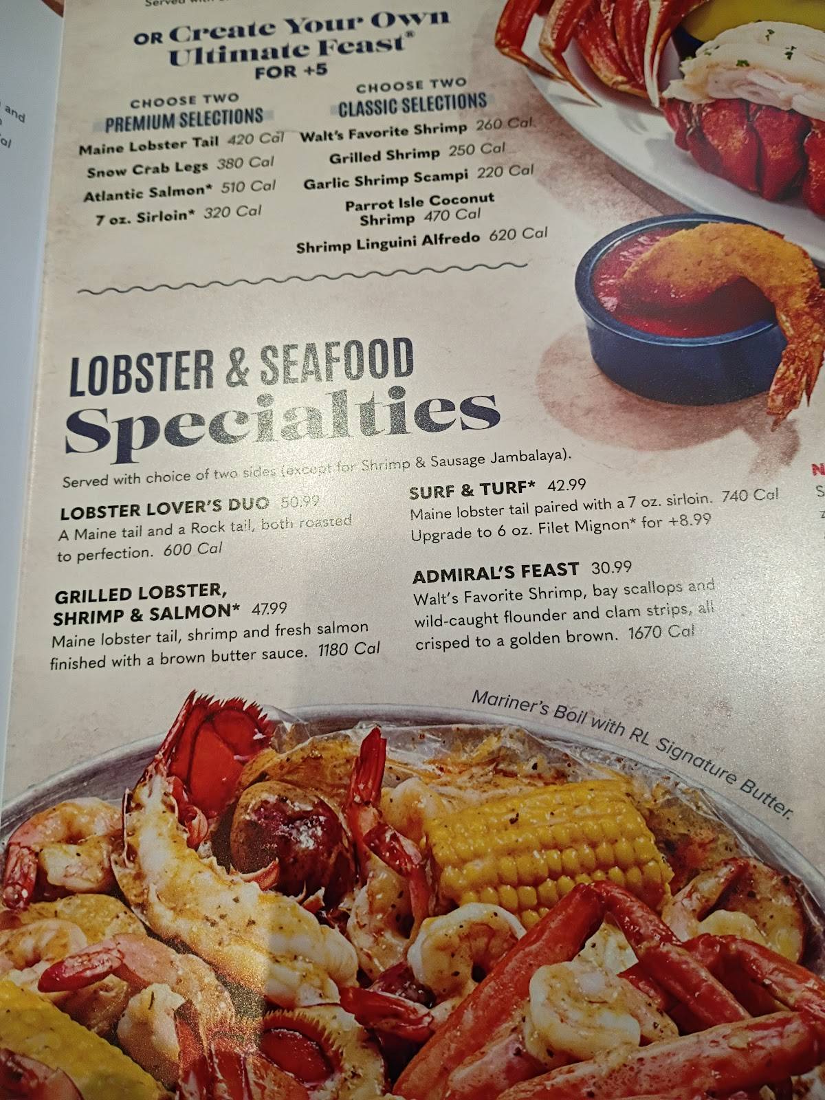 Red Lobster меню