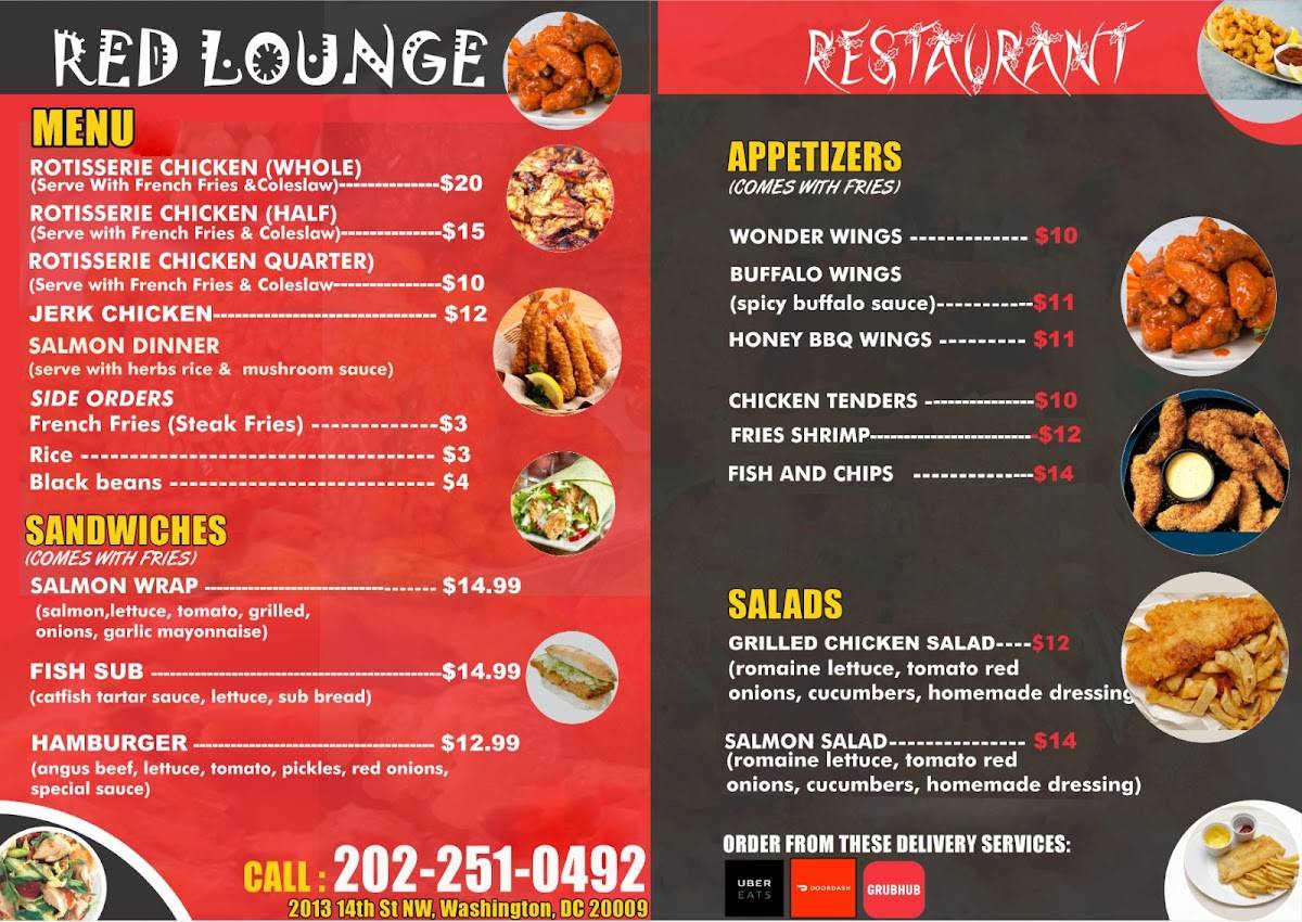 Red Lounge Bar & Grill меню